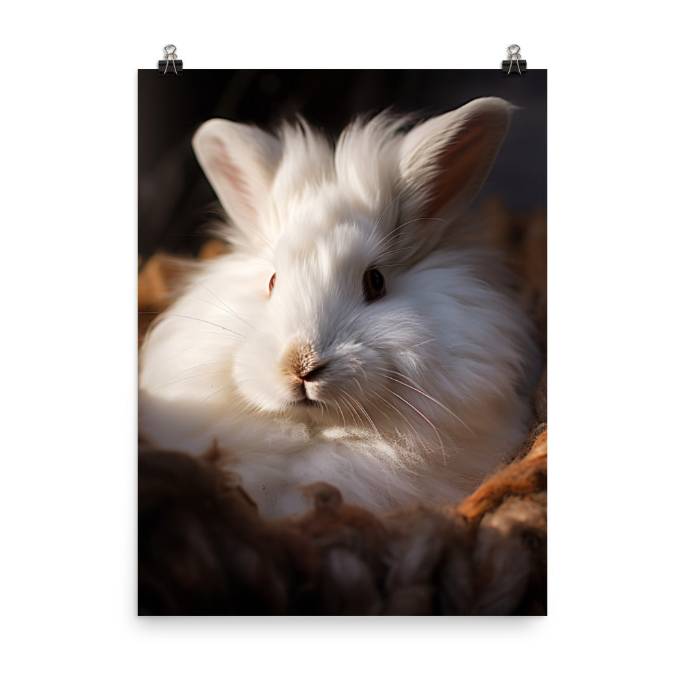 Angora Bunny in a Cozy Setting Photo paper poster - PosterfyAI.com
