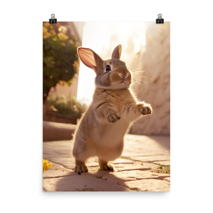American Bunny Enjoying a Playful Hop Photo paper poster - PosterfyAI.com