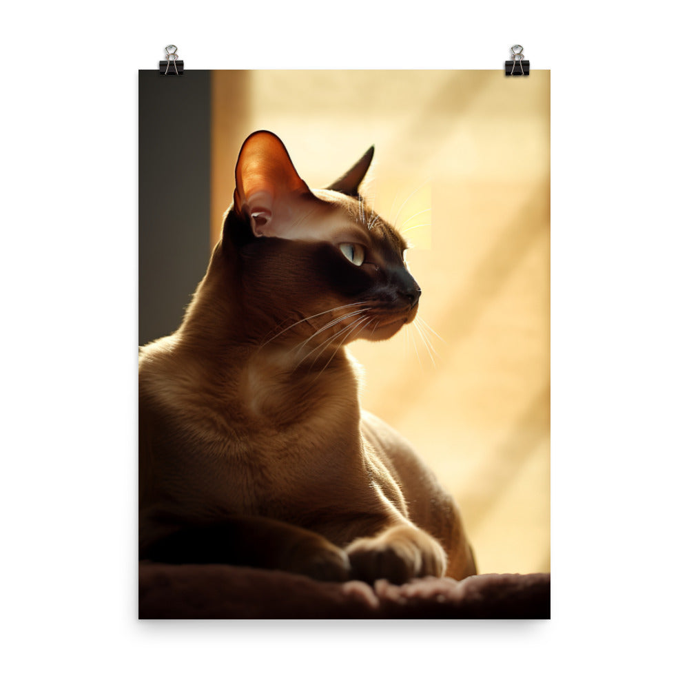 Tranquil Moments of Burmese Cat Photo paper poster - PosterfyAI.com