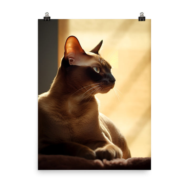 Tranquil Moments of Burmese Cat Photo paper poster - PosterfyAI.com