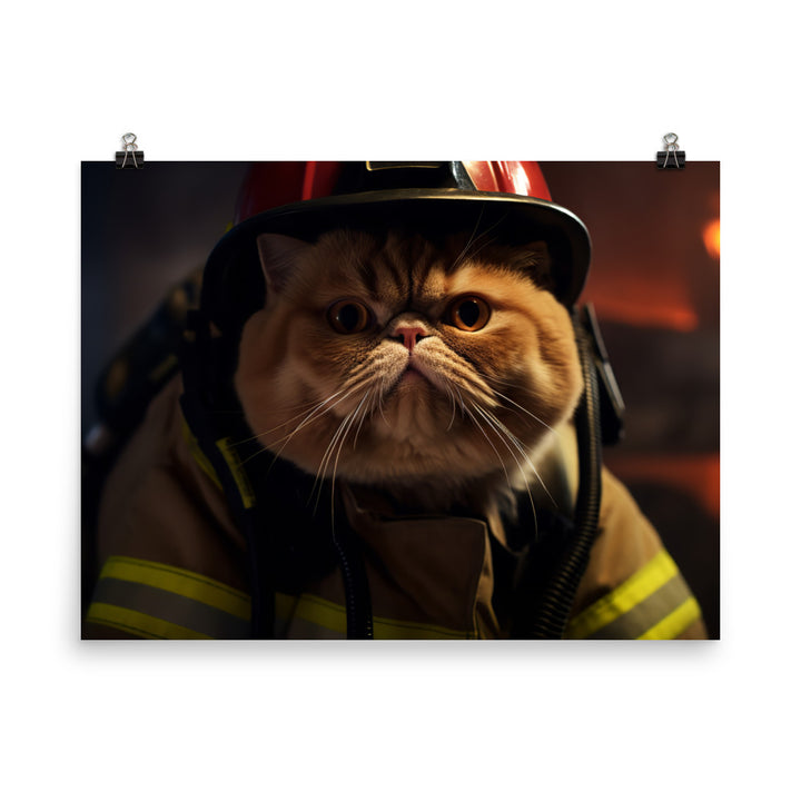 Exotic Shorthair Firefighter Photo paper poster - PosterfyAI.com