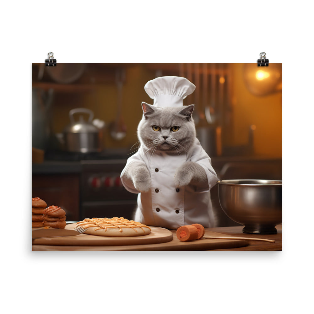 British Shorthair Chef Photo paper poster - PosterfyAI.com