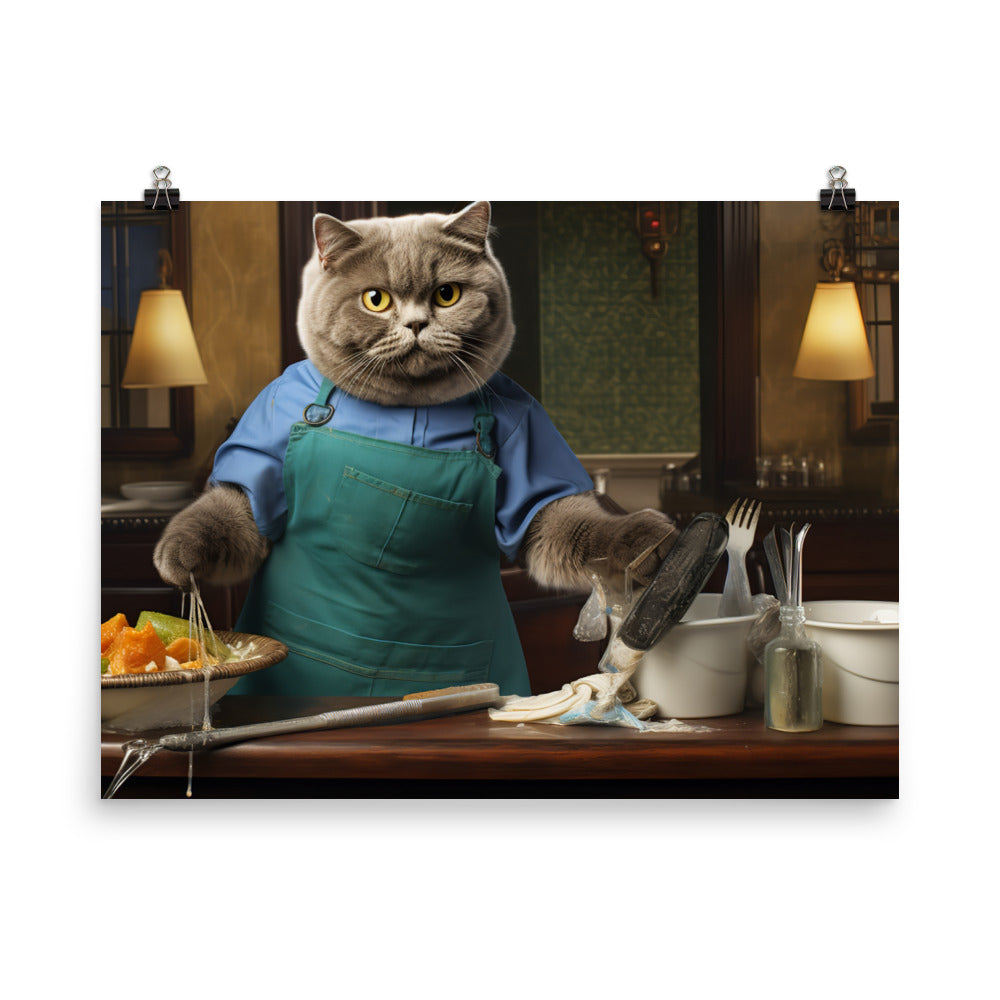 Scottish Fold Janitor Photo paper poster - PosterfyAI.com