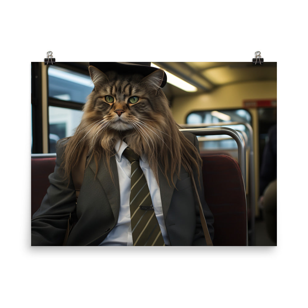 Maine Coon Transit Operator Photo paper poster - PosterfyAI.com