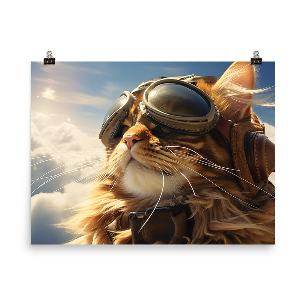 Maine Coon Pilot Photo paper poster - PosterfyAI.com