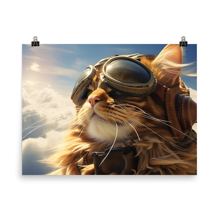 Maine Coon Pilot Photo paper poster - PosterfyAI.com