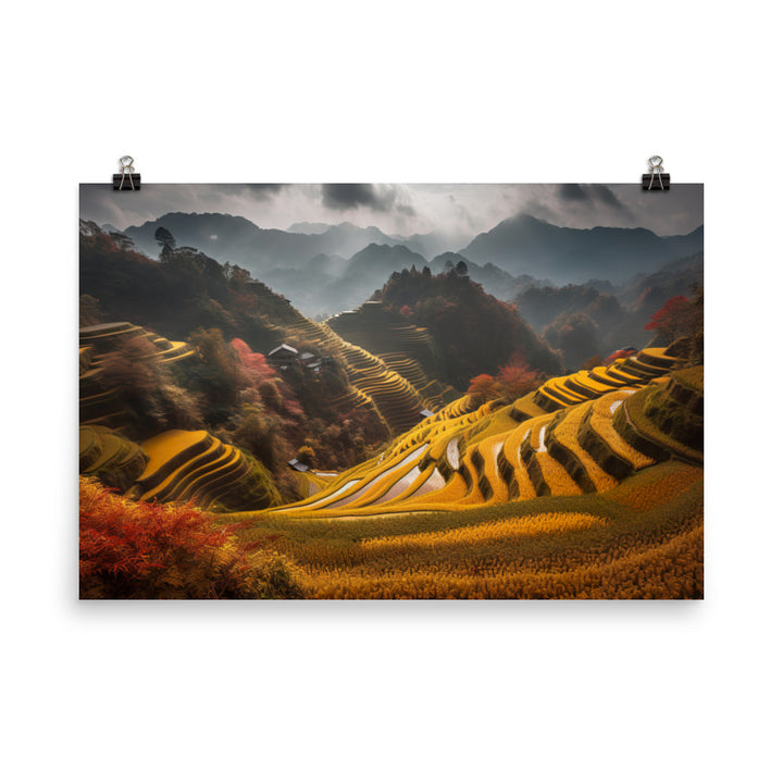 Beauty of Guilin Rice Terraces photo paper poster - Posterfy.AI
