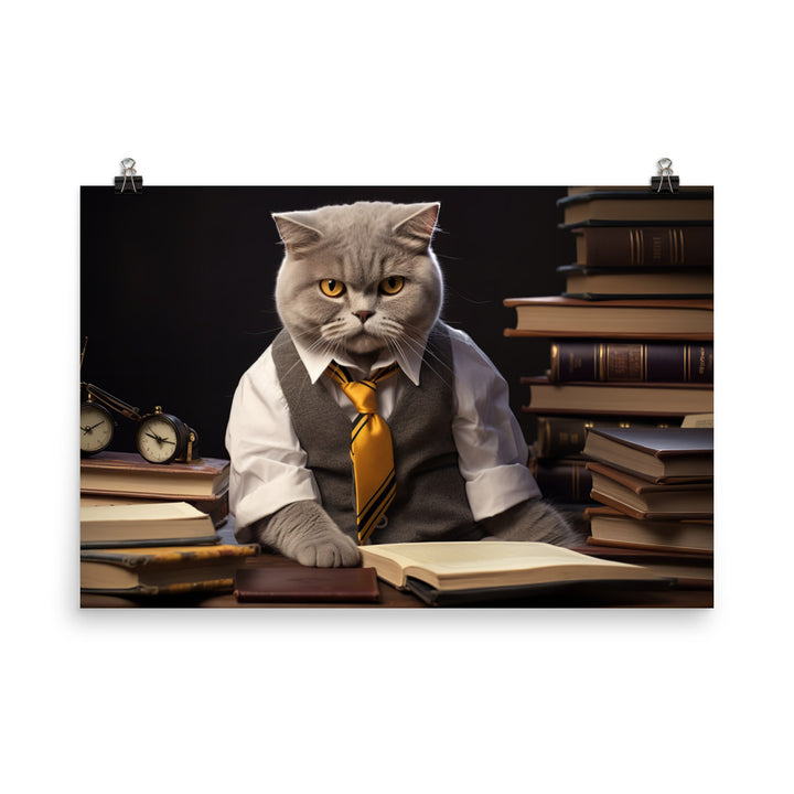 British Shorthair Student Photo paper poster - PosterfyAI.com