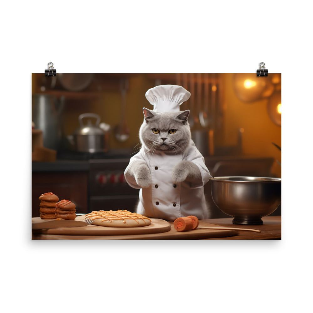 British Shorthair Chef Photo paper poster - PosterfyAI.com
