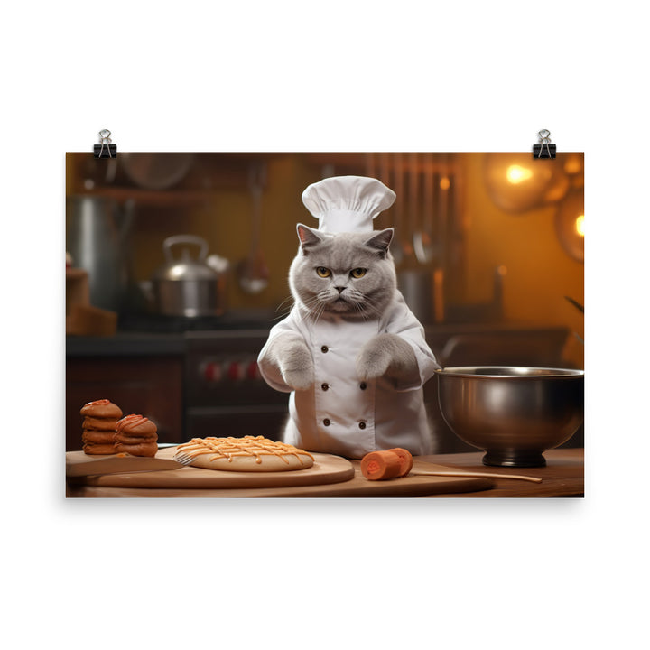 British Shorthair Chef Photo paper poster - PosterfyAI.com