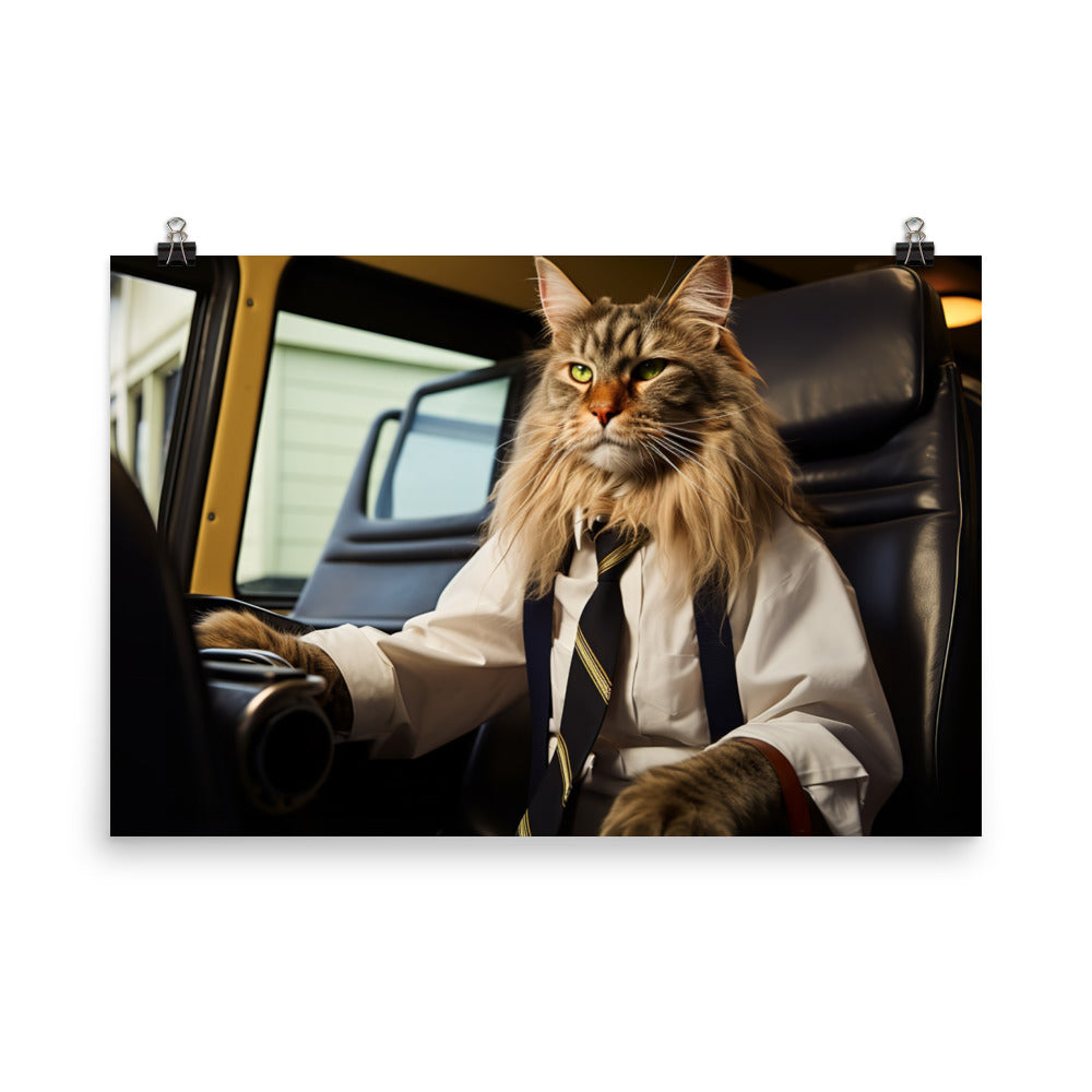 Maine Coon Transit Operator Photo paper poster - PosterfyAI.com