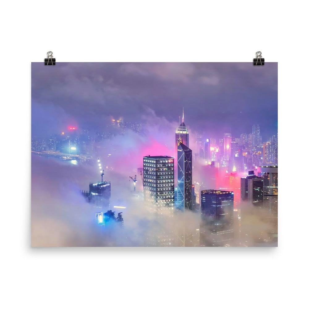 Hong Kong Blanketed in Fog photo paper poster - Posterfy.AI