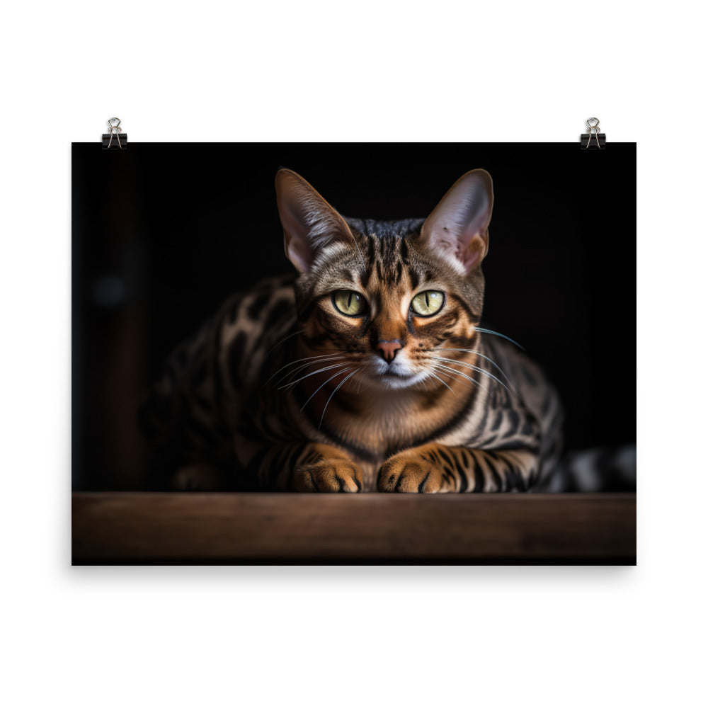 Beautiful Bengal Cat Posing for the Camera photo paper poster - Posterfy.AI
