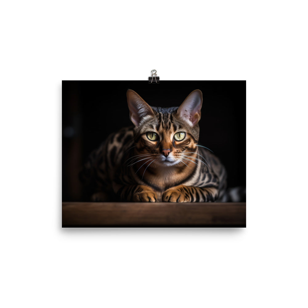 Beautiful Bengal Cat Posing for the Camera photo paper poster - Posterfy.AI