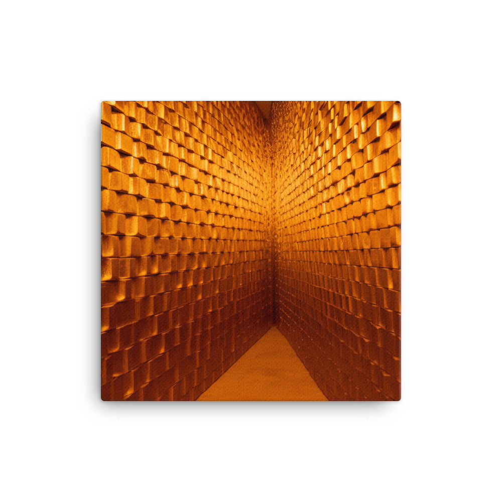 A wall made entirely of gold bricks canvas - Posterfy.AI