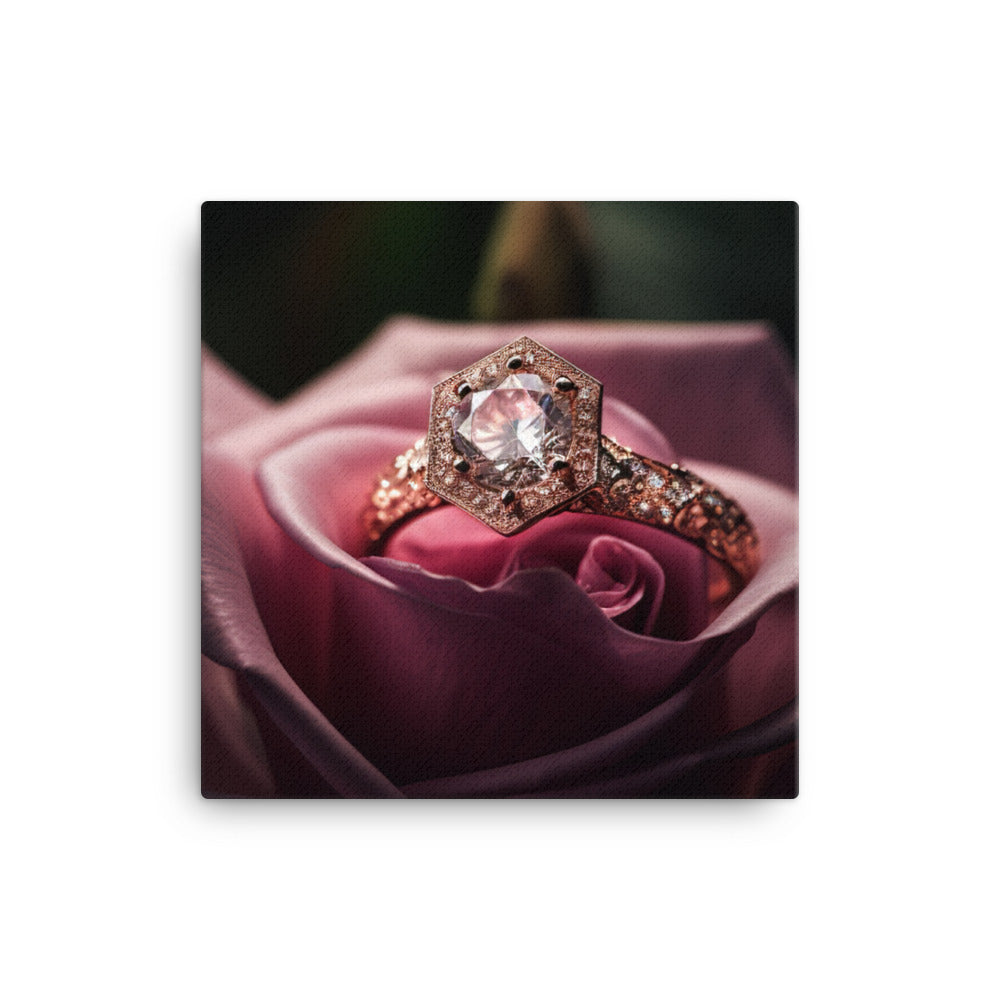 A pink diamond set in a rose gold band canvas - Posterfy.AI