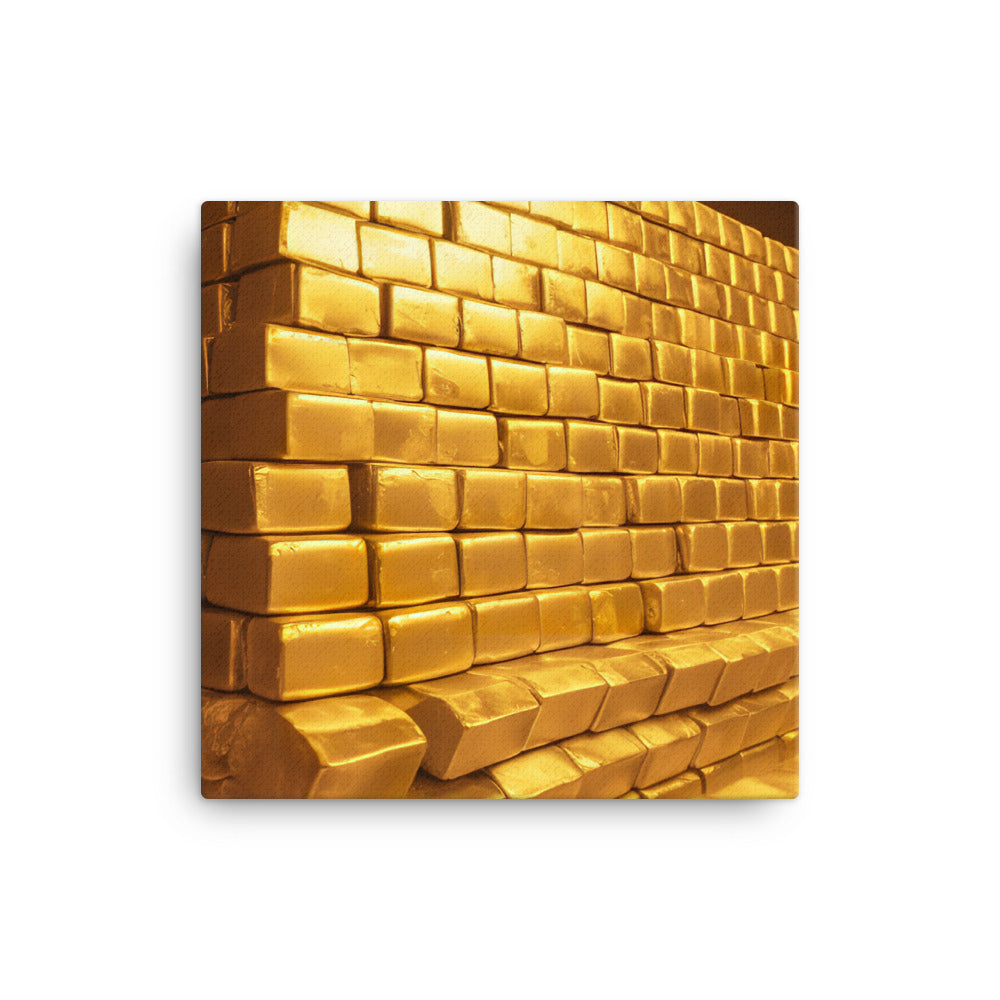 A large pile of gold bricks canvas - Posterfy.AI