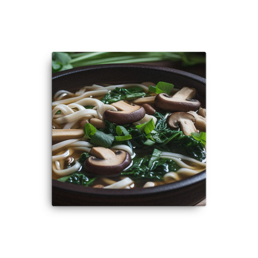 Vegetarian Udon Soup with Shiitake Mushrooms canvas - Posterfy.AI