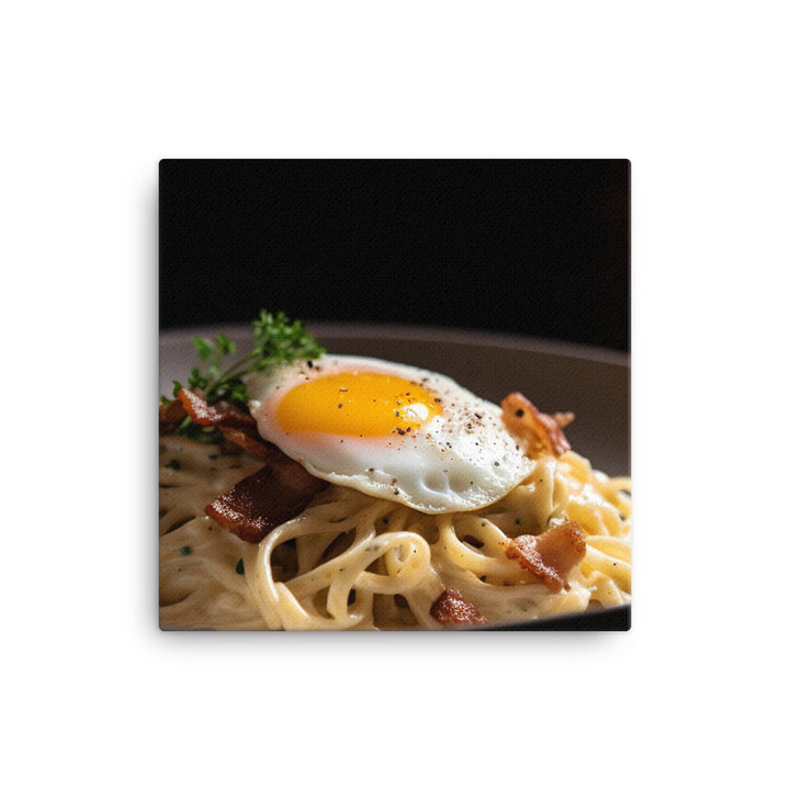 Udon Carbonara with Bacon and Egg canvas - Posterfy.AI