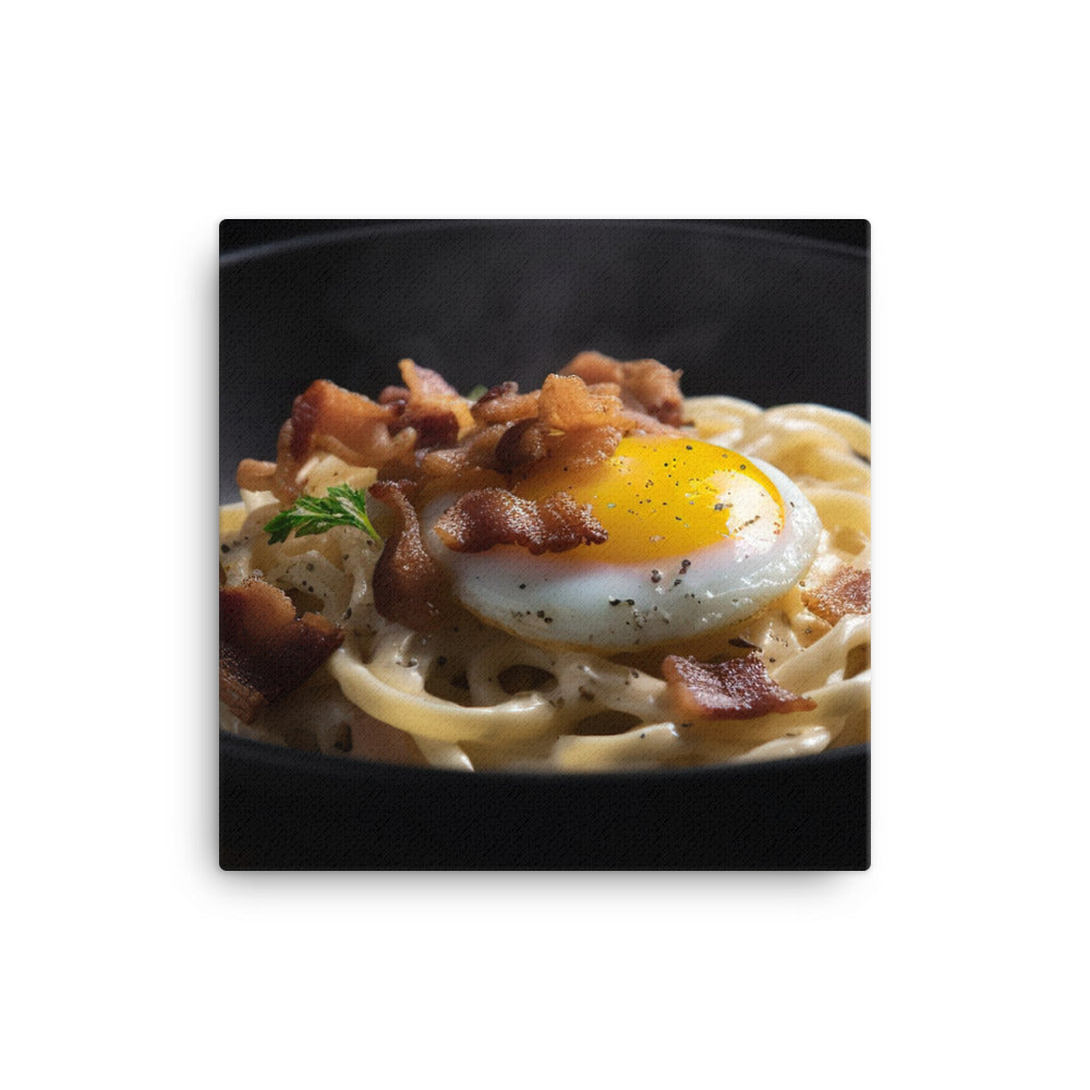 Udon Carbonara with Bacon and Egg canvas - Posterfy.AI