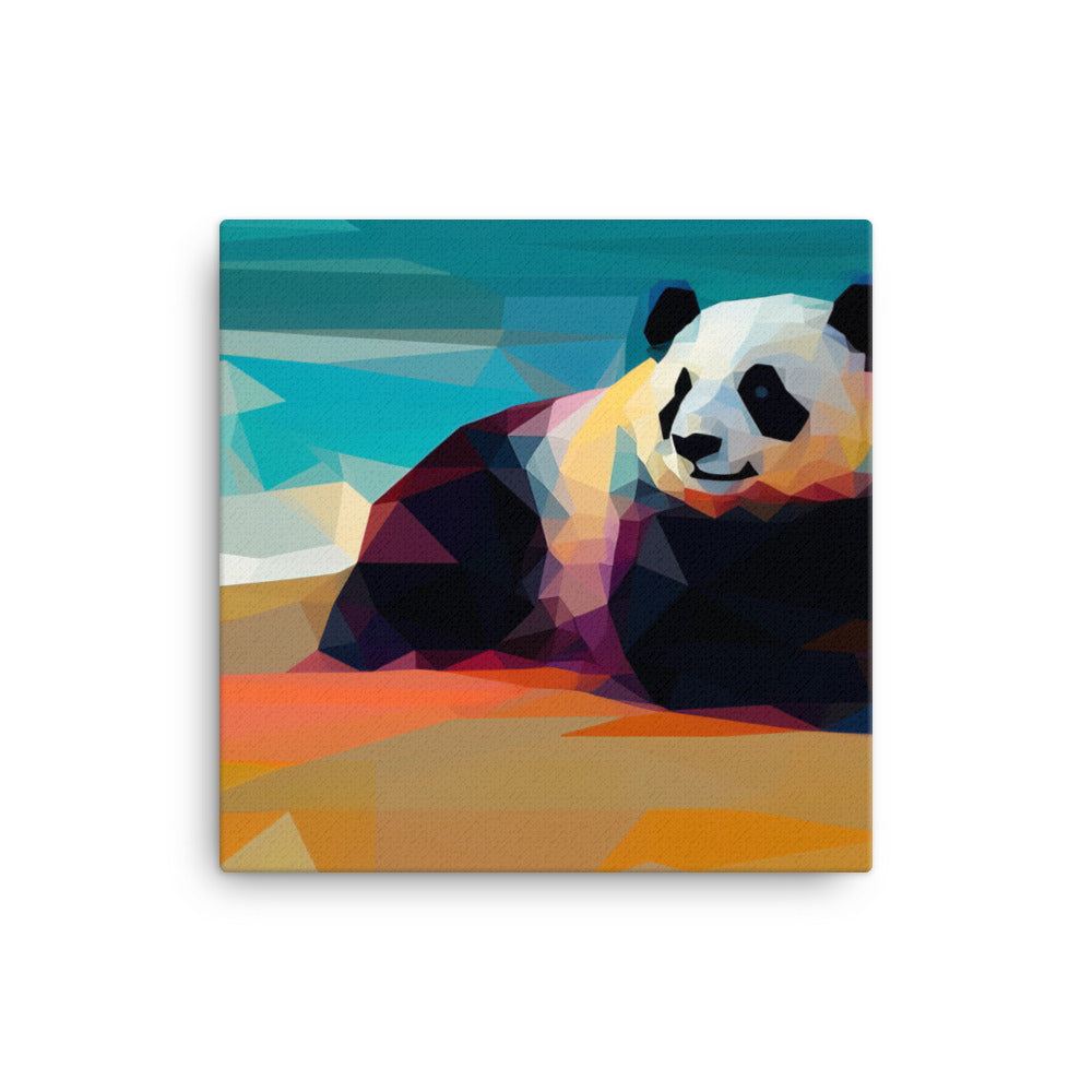 Deco Panda on the Beach canvas - Posterfy.AI