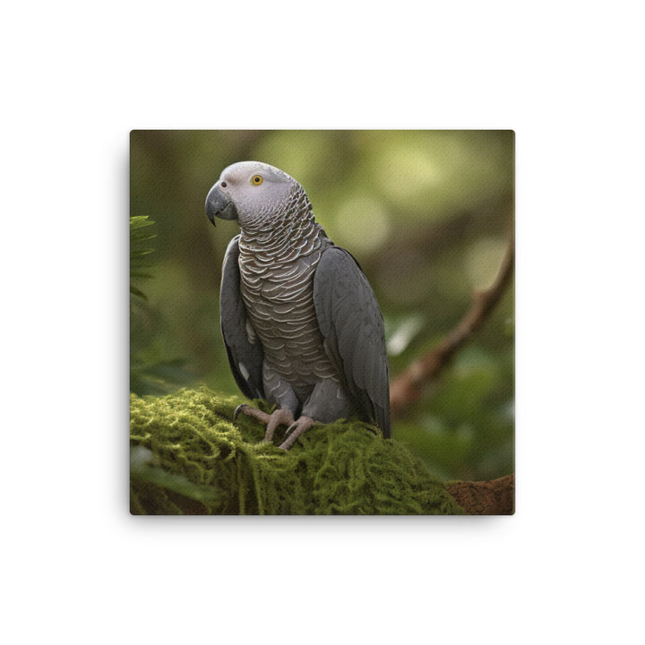 African Grey Parrot in Natural Habitat canvas - Posterfy.AI