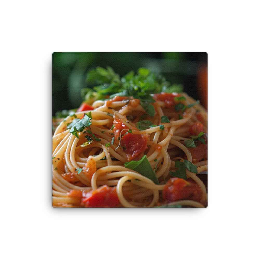 Vegan Spaghetti with Tomato Sauce canvas - Posterfy.AI