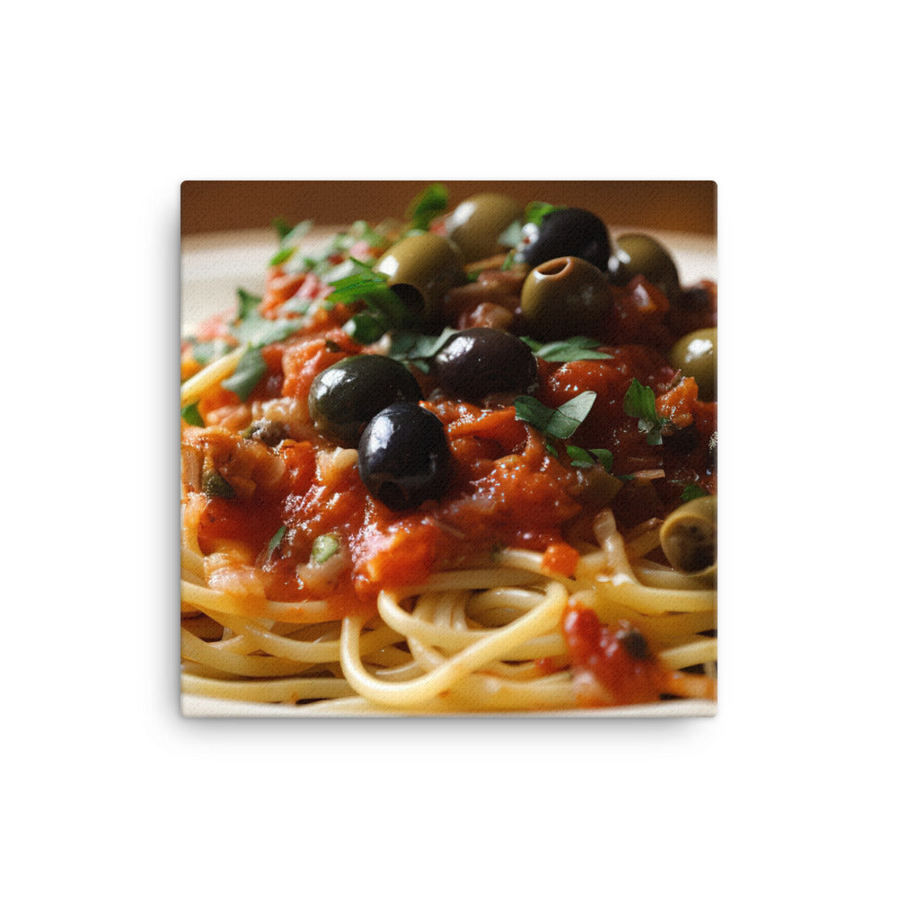 Spaghetti Puttanesca with Anchovies canvas - Posterfy.AI