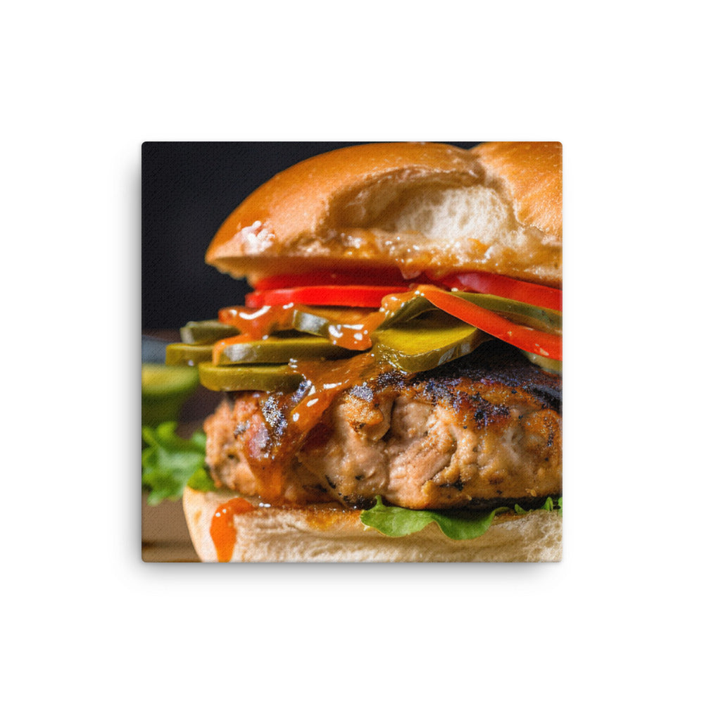 Jamaican Jerk Chicken Burger canvas - Posterfy.AI
