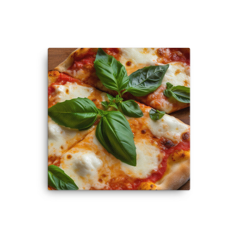 A Margherita Pizza with Fresh Basil canvas - Posterfy.AI