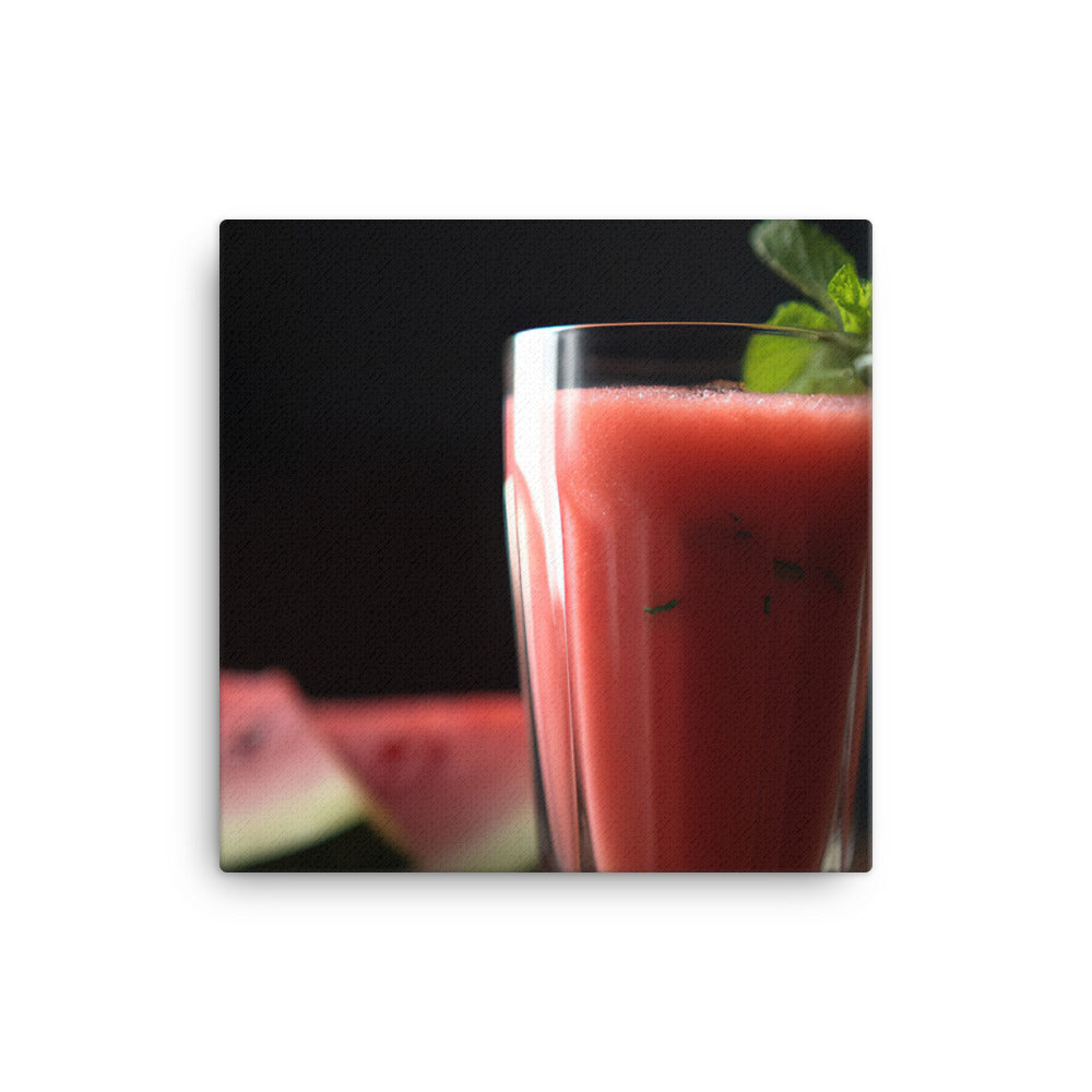 A glass of watermelon mint smoothie canvas - Posterfy.AI