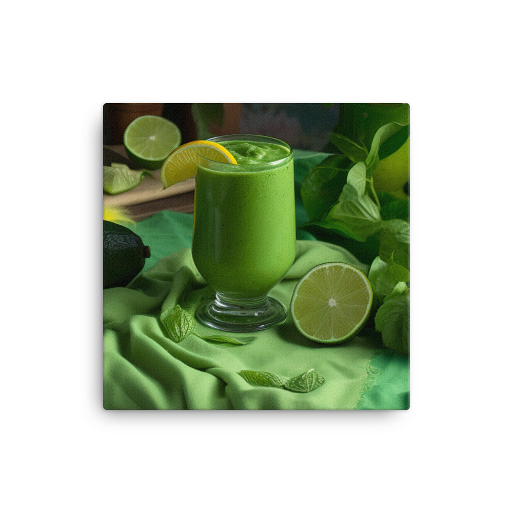 Tropical green smoothie canvas - Posterfy.AI