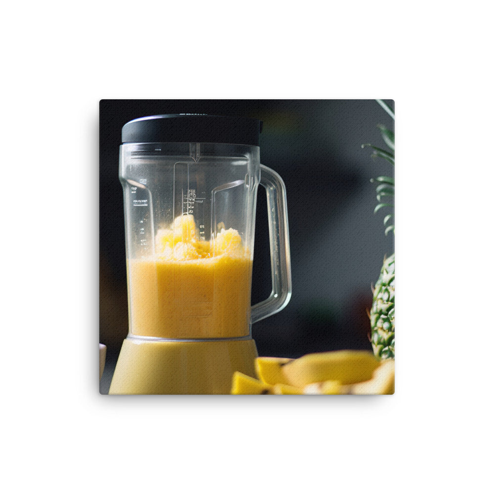 Blending mangoes and pineapples for a smoothie canvas - Posterfy.AI