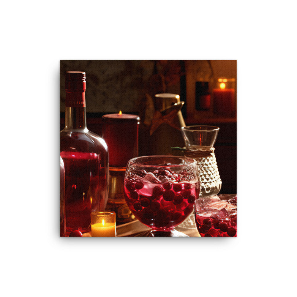Cranberry juice with holiday decoration canvas - Posterfy.AI