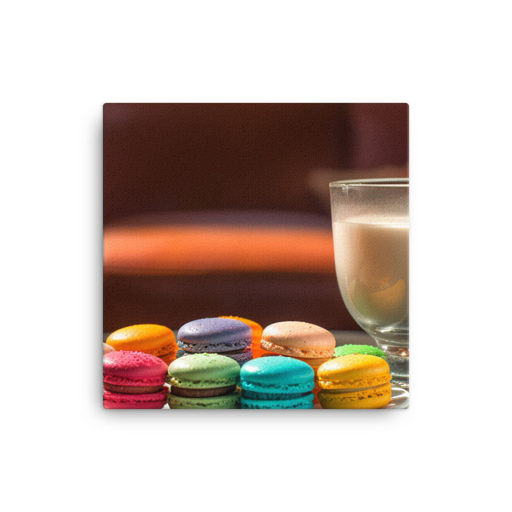 Latte and macarons canvas - Posterfy.AI