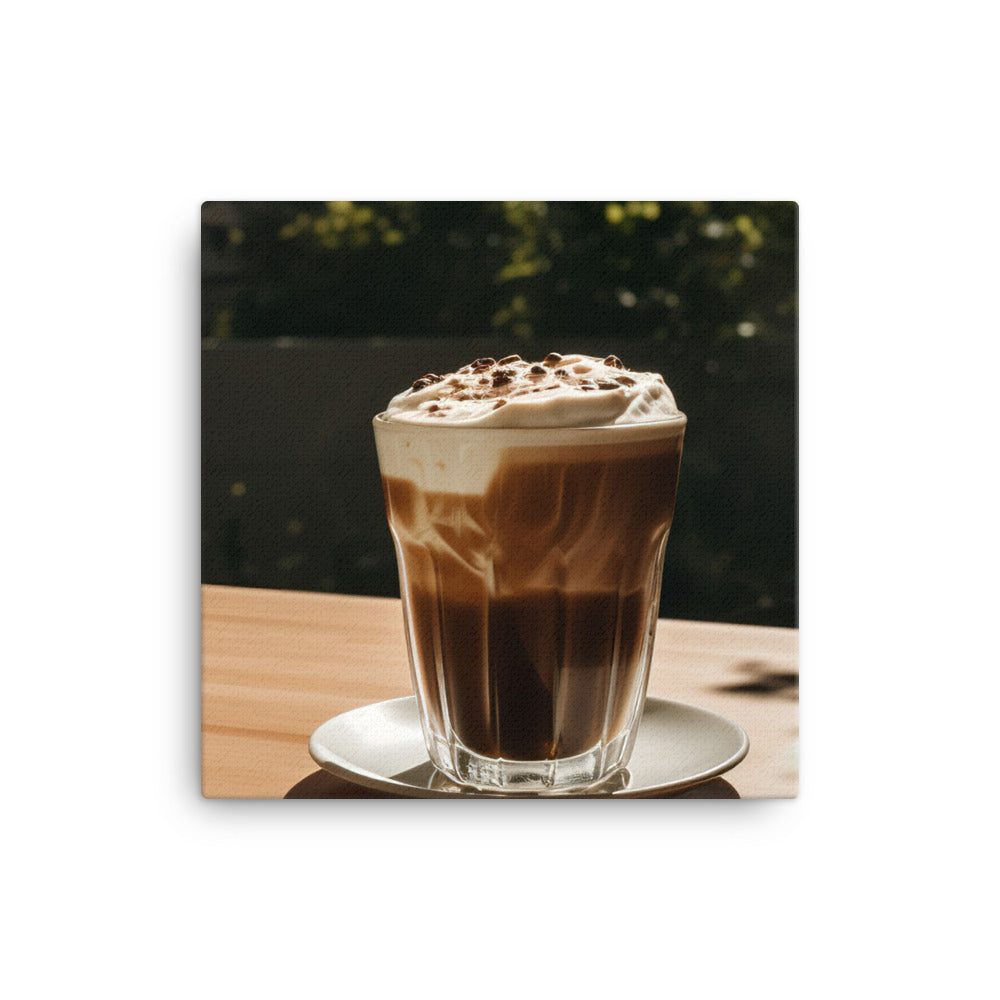 Iced Cappuccino on a Sunny Day canvas - Posterfy.AI