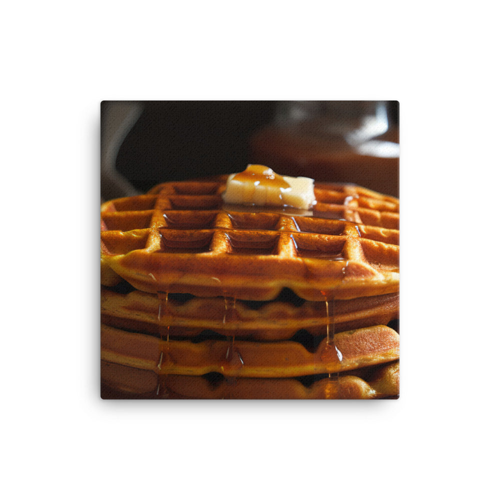 Pumpkin Pancakes and Waffles with Maple Syrup canvas - Posterfy.AI