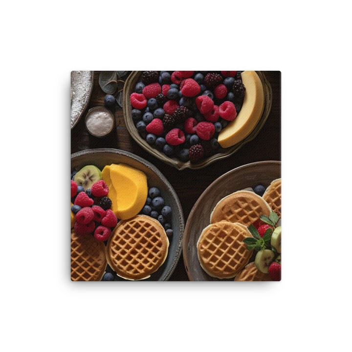 Pancakes and Waffles with Fresh Fruit canvas - Posterfy.AI