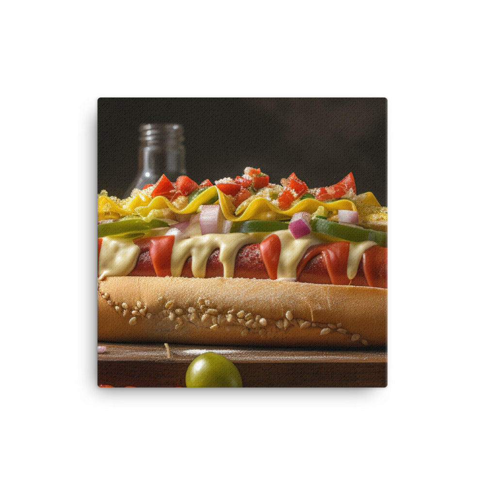 Chicago Style Hot Dog canvas - Posterfy.AI