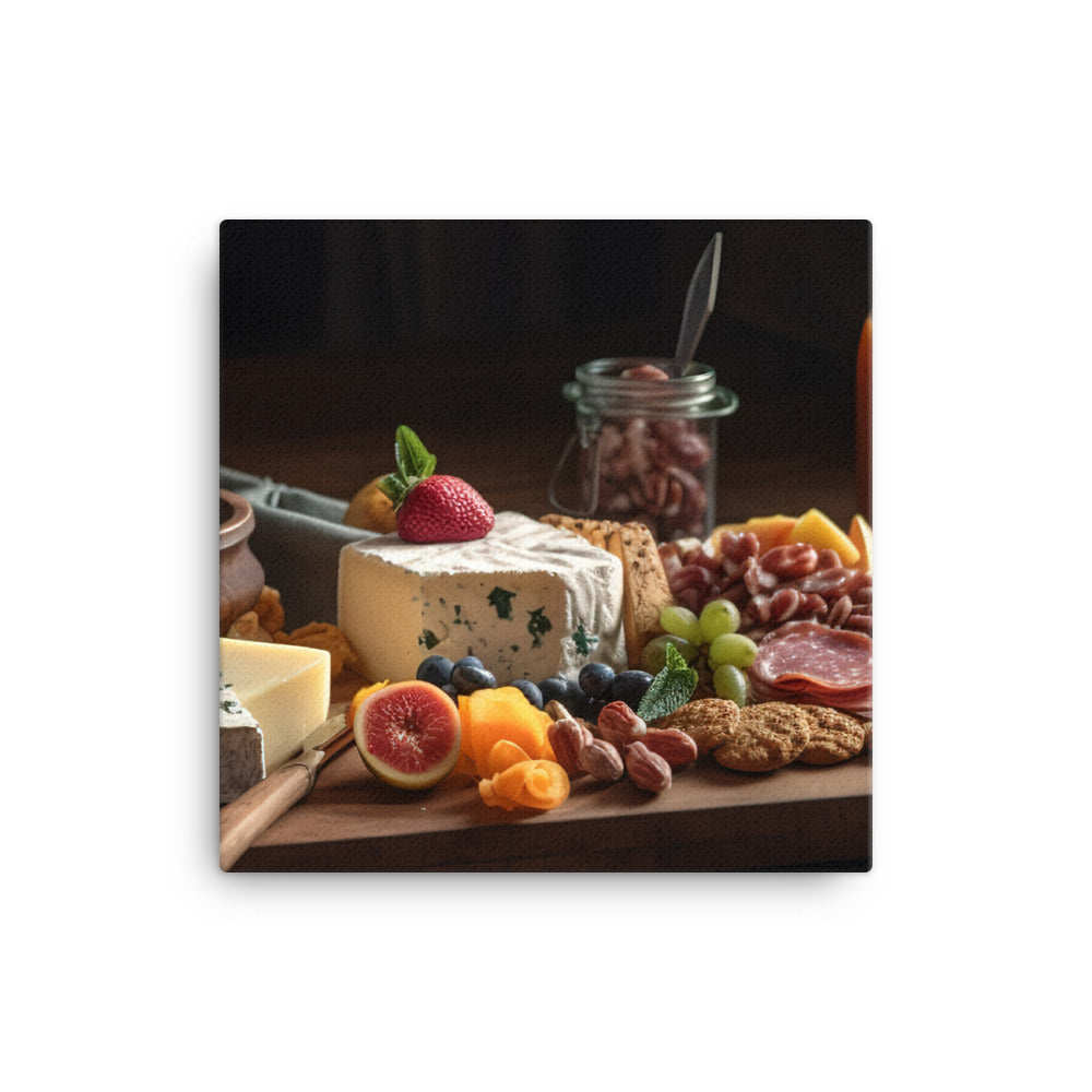 Charcuterie Board with Swiss Cheese canvas - Posterfy.AI