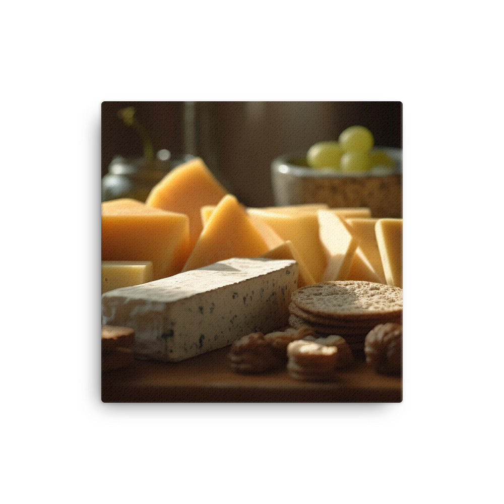 Cheese platter featuring Parmesan cheese canvas - Posterfy.AI