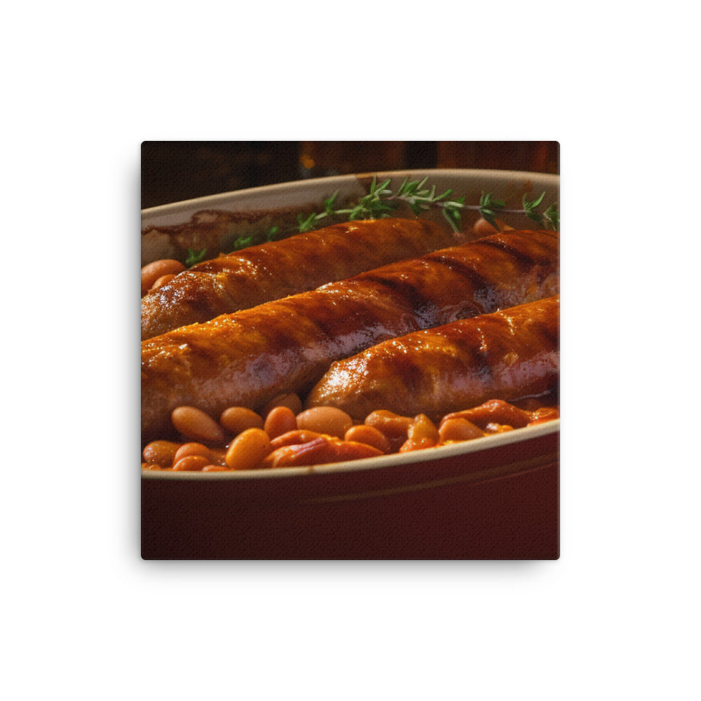 Baked Sausage and Beans Casserole canvas - Posterfy.AI