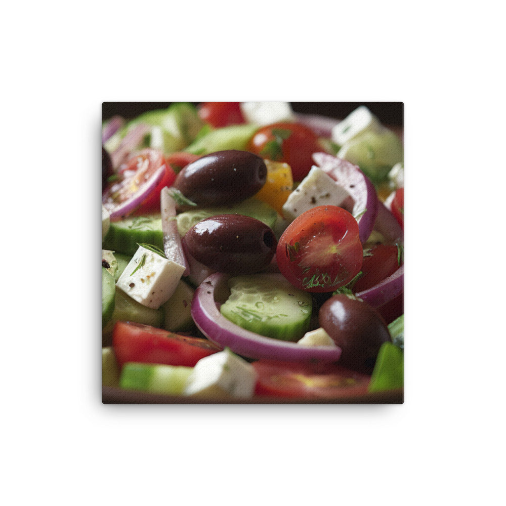 Vibrant Greek salad canvas - Posterfy.AI