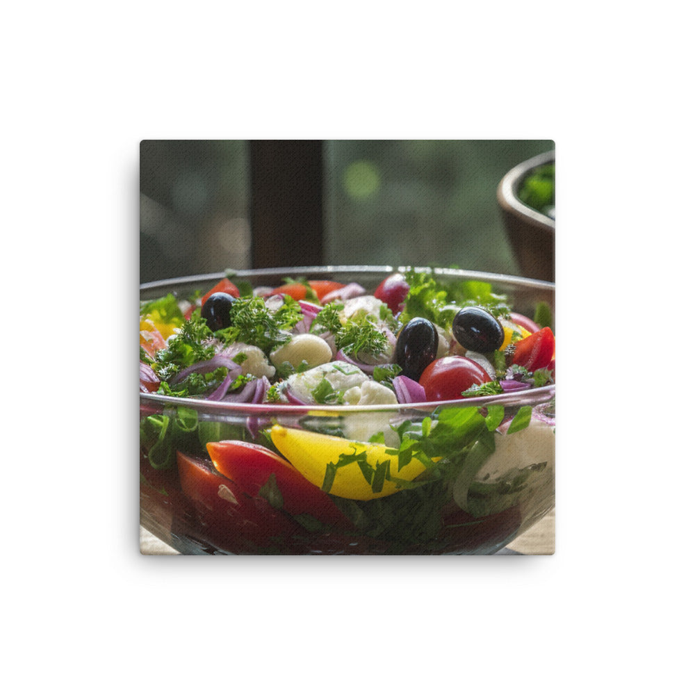 Colorful and refreshing Greek salad canvas - Posterfy.AI