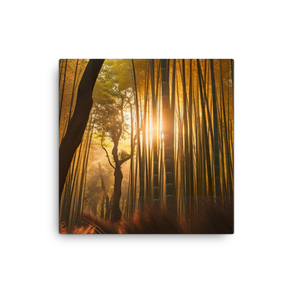 Golden Hour Enchantment in Arashiyama Bamboo Grove canvas - Posterfy.AI