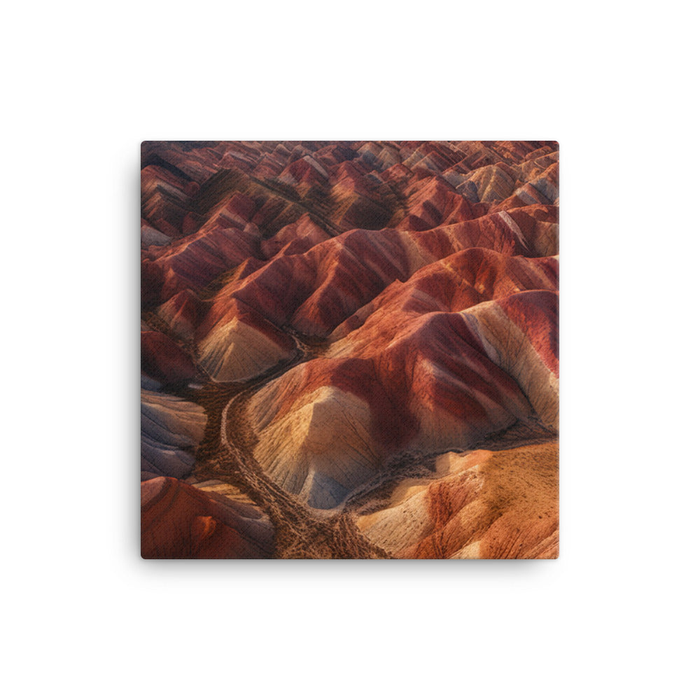 Zhangye Danxia Landform from Above canvas - Posterfy.AI