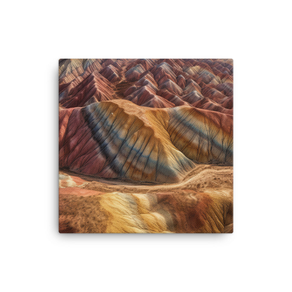 Zhangye Danxia Landform from Above canvas - Posterfy.AI