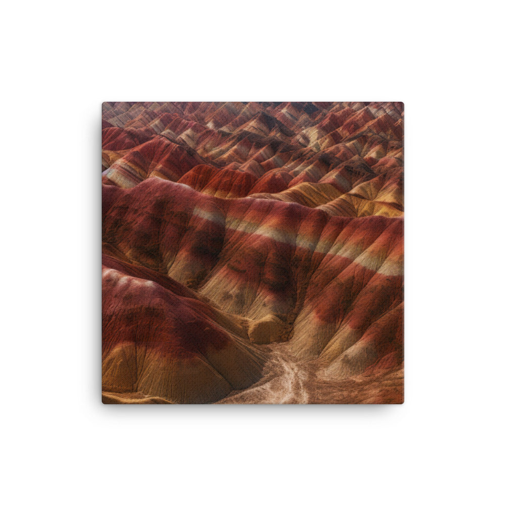 Zhangye Danxia Landform from Above canvas - Posterfy.AI