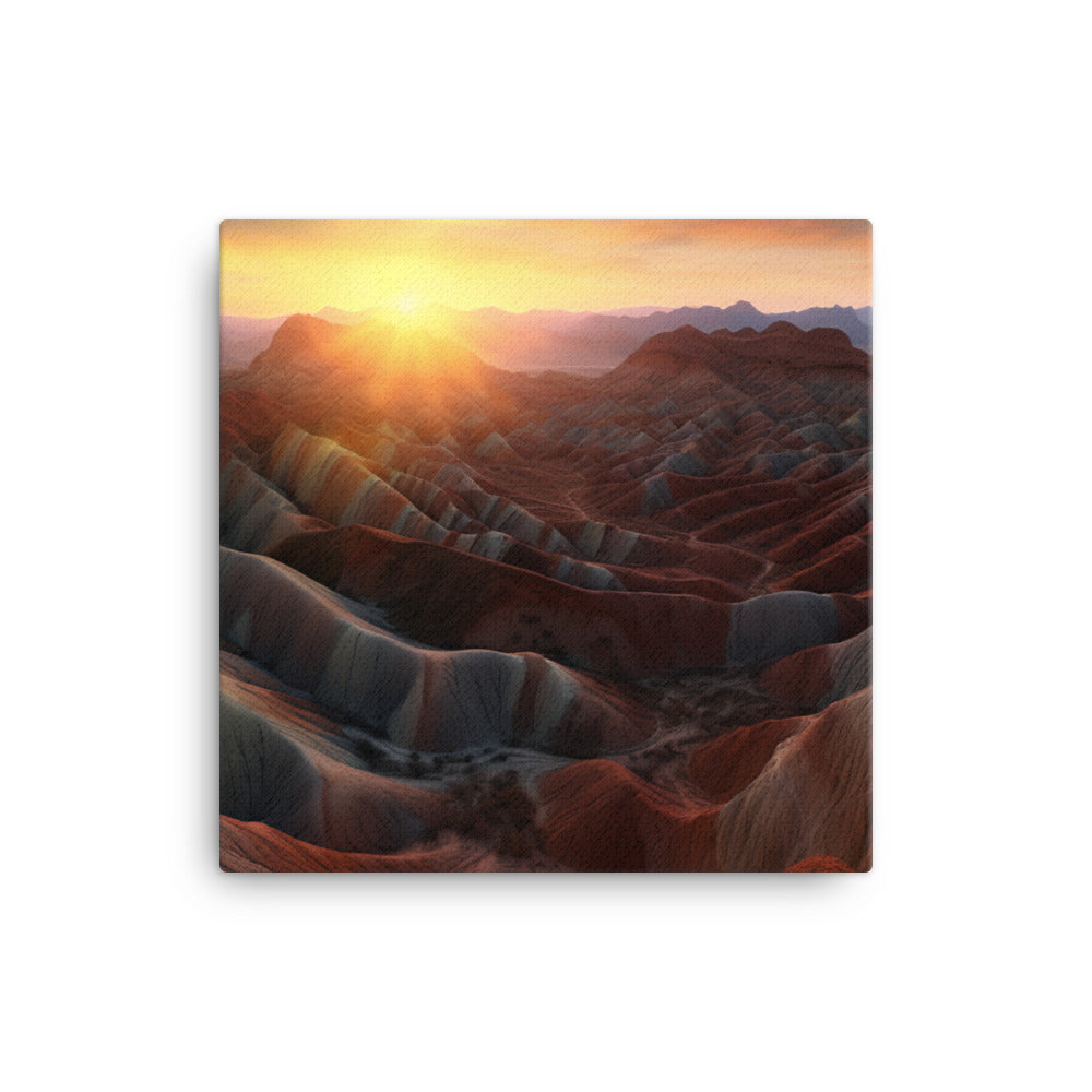 Zhangye Danxia Landform at Sunset canvas - Posterfy.AI