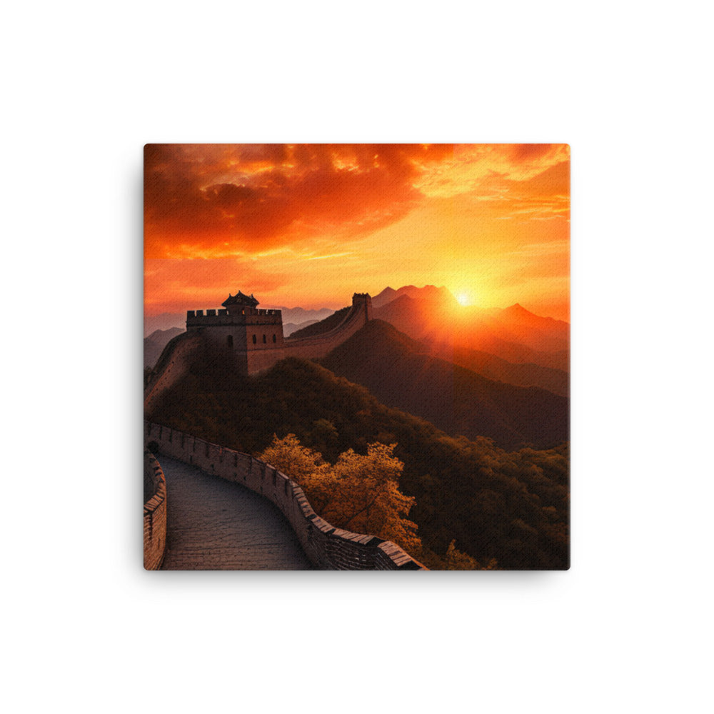Illuminating the Great Wall at Sunset canvas - Posterfy.AI